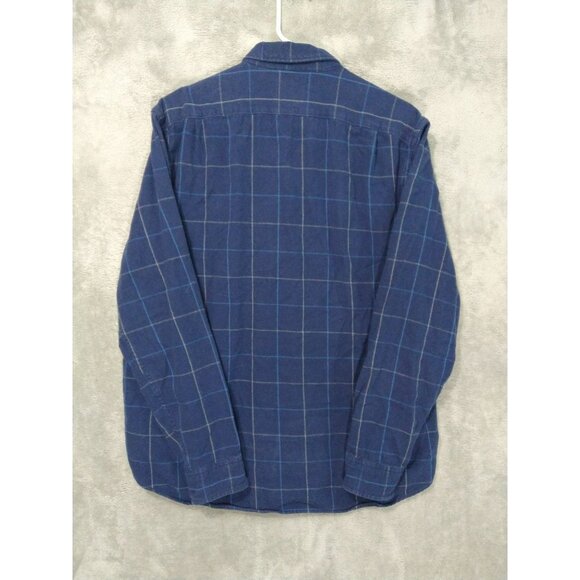 J Crew Shirt Mens Large Blue Windowpane Plaid Flannel Long Sleeve Button Up - Picture 2 of 9